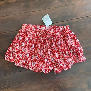 Red Floral Ruffle Shorts - Small - NWT
